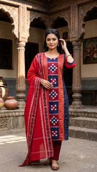 Elegance of Authentic Sambalpuri Handloom Kurti with Duppata