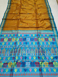 Pure tussar silk Handwoven Dolabedi pallu Hand temple border Tussar Silk Saree g