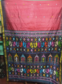 Pure tussar silk Handwoven Dolabedi pallu Hand temple border Tussar Silk Saree g