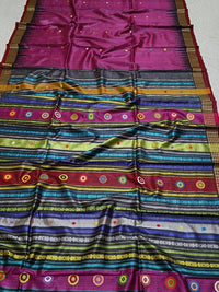 Pure tussar silk Handwoven Dolabedi pallu Hand temple border Tussar Silk Saree g