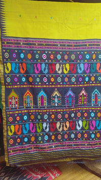 Pure tussar silk Handwoven Dolabedi pallu Hand temple border Tussar Silk Saree g