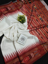 semi raw silk temple both side temple ikkat pallu  saree with ikkat blouse  desi