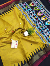 Sambalpuri Odisha  Pure raw silk dolabadi  saree with contrast pallu blouse for