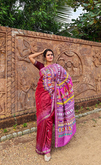Pure tussar silk Handwoven Dolabedi pallu Hand temple border Tussar Silk Saree g