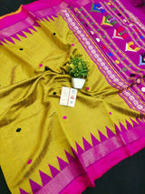 Sambalpuri Odisha  Pure raw silk dolabadi  saree with contrast pallu blouse for