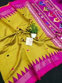 Sambalpuri Odisha  Pure raw silk dolabadi  saree with contrast pallu blouse for