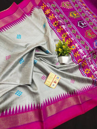 Sambalpuri Odisha  Pure raw silk dolabadi  saree with contrast pallu blouse for