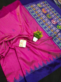 Sambalpuri Odisha  Pure raw silk dolabadi  saree with contrast pallu blouse for