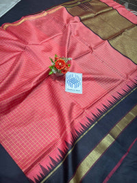 sambalpuri Odisha mini checks all over body handloom temple bouder with palla &