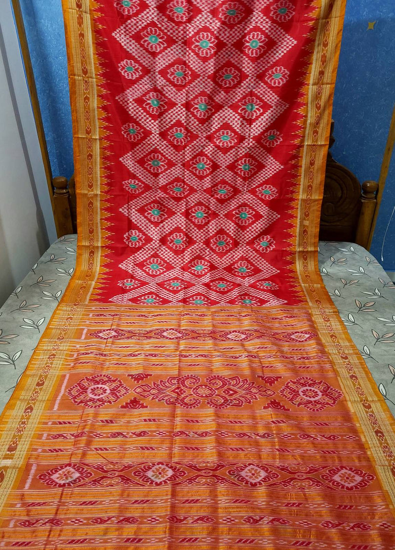 sambalpuri Odisha pure silk pasapali Khandua silk baliworad saree Durgapuja sari