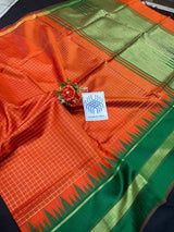 sambalpuri Odisha mini checks all over body handloom temple bouder with palla &
