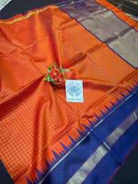 sambalpuri Odisha mini checks all over body handloom temple bouder with palla &